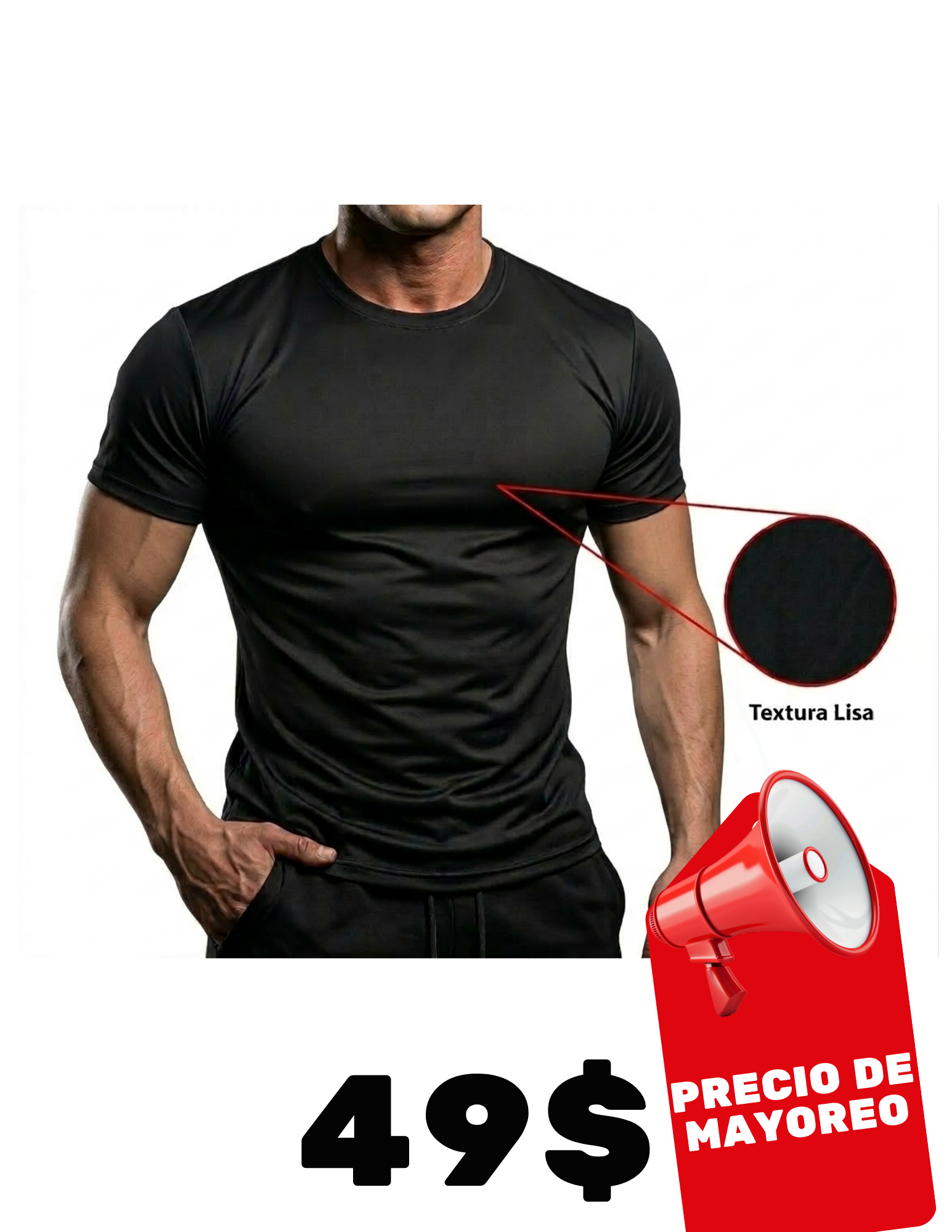 Playera 100% poliéster textura lisa.